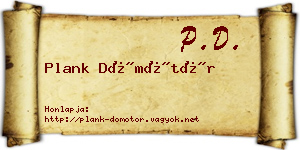 Plank Dömötör névjegykártya